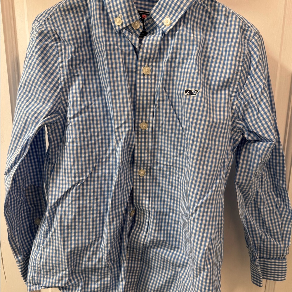 Vineyard Vines Light Blue Gingham Kids Shirt